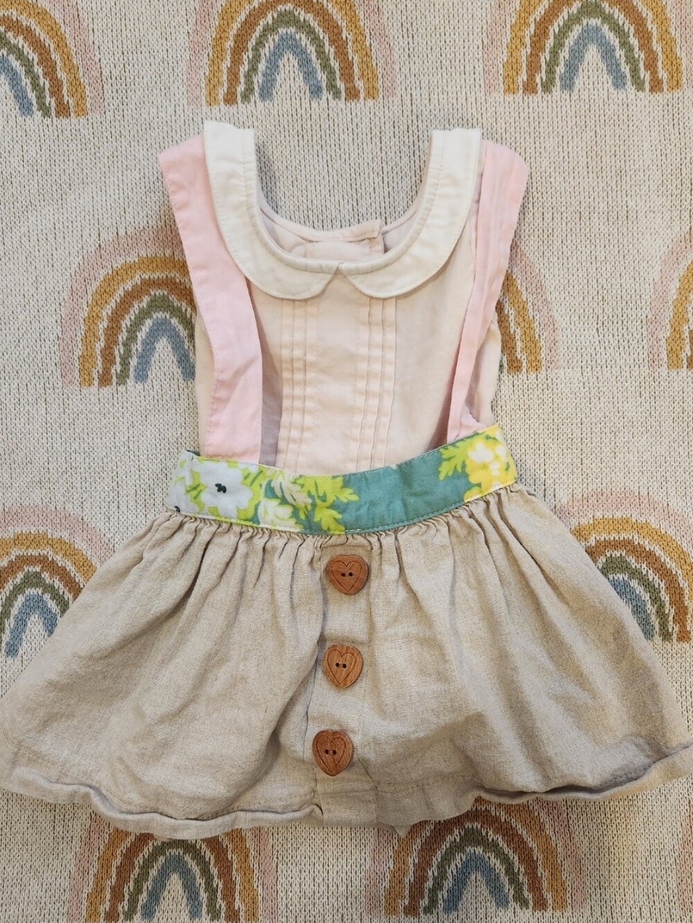 Sweethoney 18 Months Skirt with Pink Suspenders and Floral Waistband